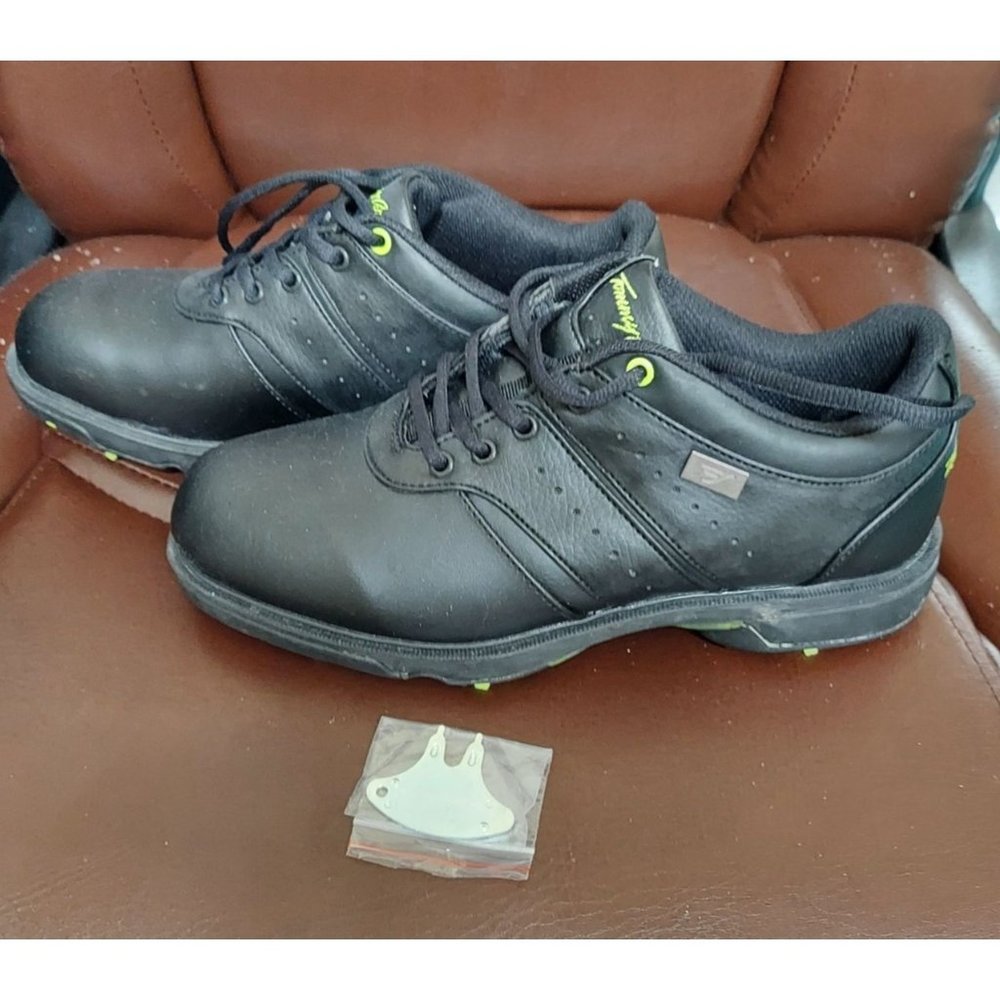 Tommy Armour Medalist Golf Shoes Men's 8 w/Removable Spikes Black Leather + Tool